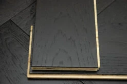 Rustic Engineered Flooring Oak Herringbone Jet Black Brushed UV Lacquered 14/3mm By 125mm By 600mm -WoodandBeyond img 1259