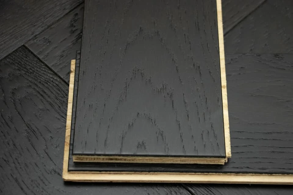 Natural Engineered Flooring Oak Herringbone Jet Black Brushed UV Lacquered 15/4mm By 90mm By 600mm 1 Natural Engineered Flooring Oak Herringbone Jet Black Brushed UV Lacquered 15/4mm By 90mm By 600mm