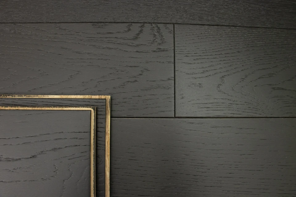 Natural Engineered Oak Jet Black Brushed UV Lacquered 14/3mm By 190mm By 400-1500mm 3 Natural Engineered Oak Jet Black Brushed UV Lacquered 14/3mm By 190mm By 400-1500mm - Image 3