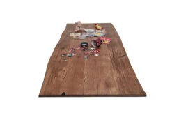 European Oak Dining Room Table Top LiVe Edge UV Lacquered (with Resin) 35mm By 1070mm By 2650mm -WoodandBeyond tb017