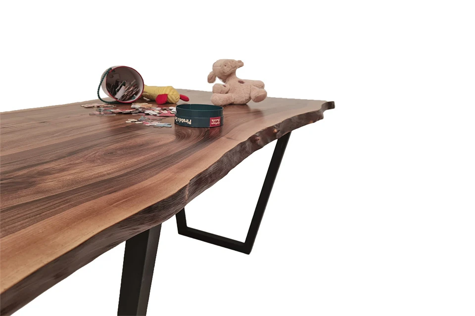 European Walnut Dining Room Table Top LiVe Edge UV Lacquered (with Resin) 35mm By 820mm By 1540mm 3 European Walnut Dining Room Table Top LiVe Edge UV Lacquered (with Resin) 35mm By 820mm By 1540mm - Image 3