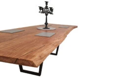 European Oak Dining Room Table Top LiVe Edge UV Lacquered (with Resin) 43mm By 1000mm By 2540mm -WoodandBeyond tb088 3