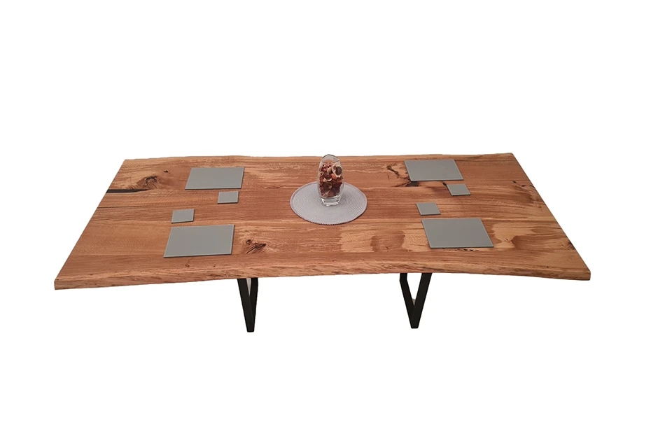 European Oak Dining Room Table Top LiVe Edge UV Lacquered (with Resin) 40mm By 1020mm By 2250mm 3 European Oak Dining Room Table Top LiVe Edge UV Lacquered (with Resin) 40mm By 1020mm By 2250mm - Image 3