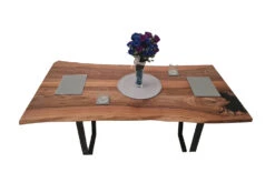European Walnut Dining Room Table Top LiVe Edge UV Lacquered (with Resin) 30mm By 840mm By 1650mm -WoodandBeyond tb094 3