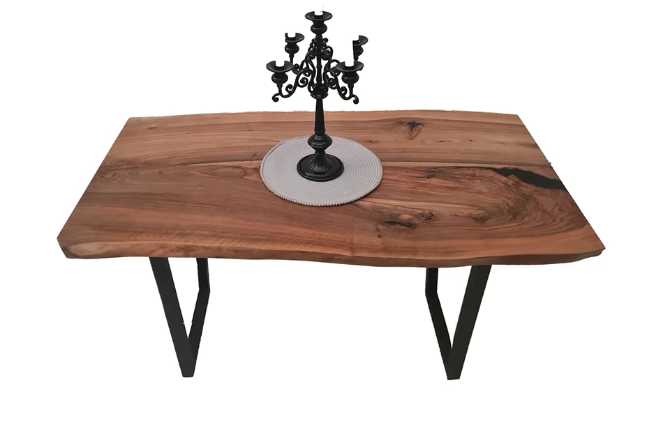 European Walnut Dining Room Table Top LiVe Edge UV Lacquered (with Resin) 35mm By 810mm By 1460mm 1 European Walnut Dining Room Table Top LiVe Edge UV Lacquered (with Resin) 35mm By 810mm By 1460mm