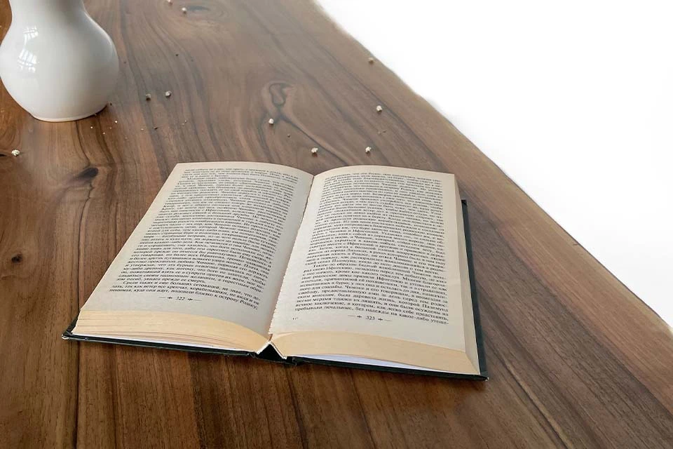 European Walnut Dining Room Table Top LiVe Edge UV Lacquered (with Resin) 35mm By 840mm By 1520mm 2 European Walnut Dining Room Table Top LiVe Edge UV Lacquered (with Resin) 35mm By 840mm By 1520mm - Image 2